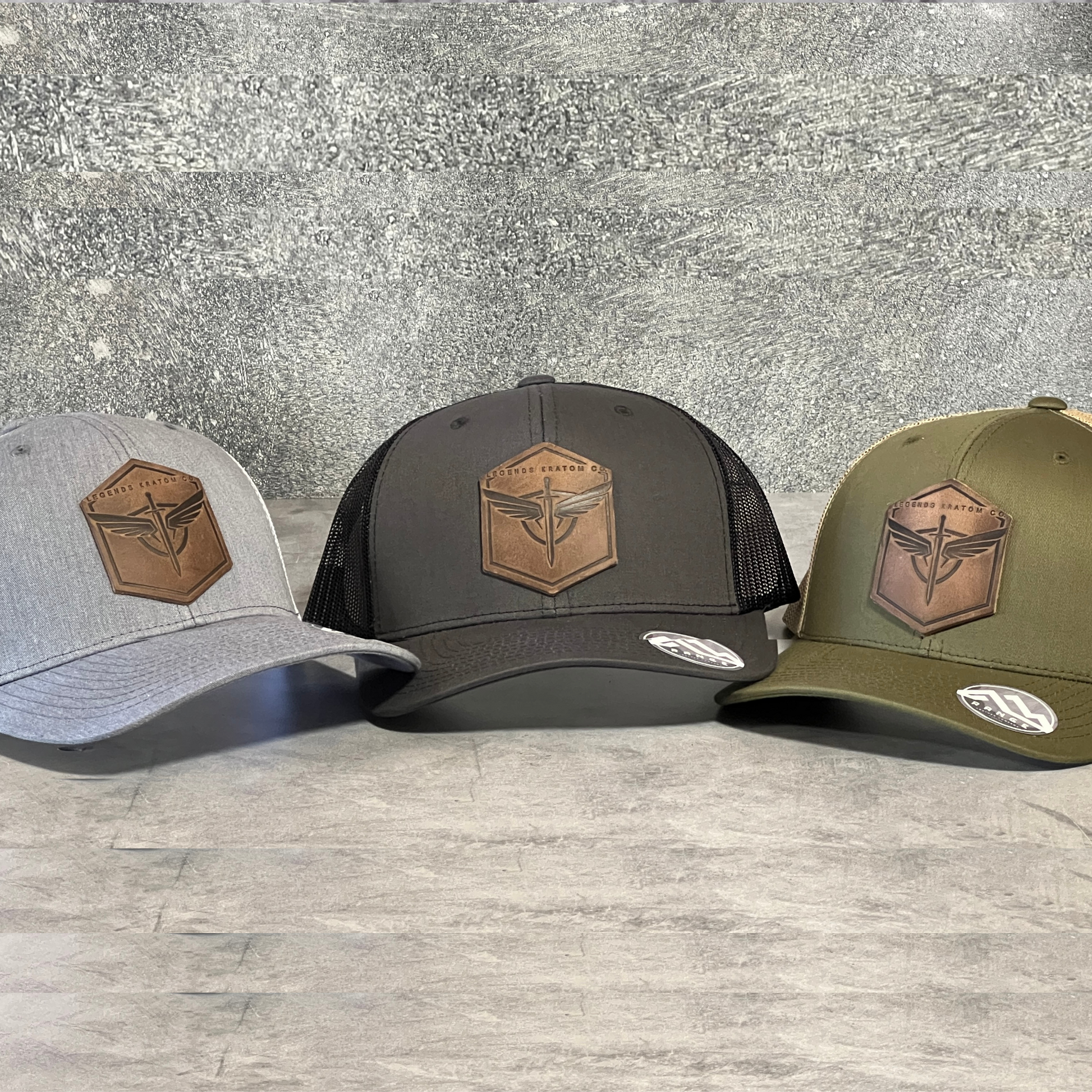 leather branded legends kratom company hats